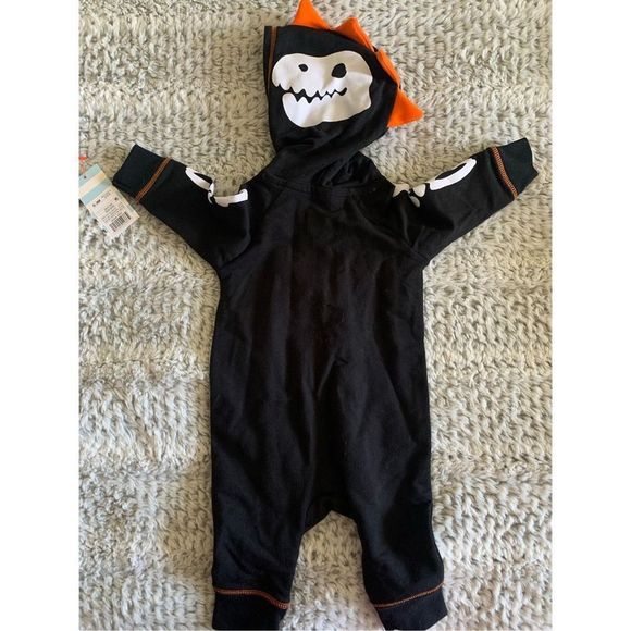 Cat & Jack Dinosaur One Piece Hoodie 0-3mo - Picture 2 of 8